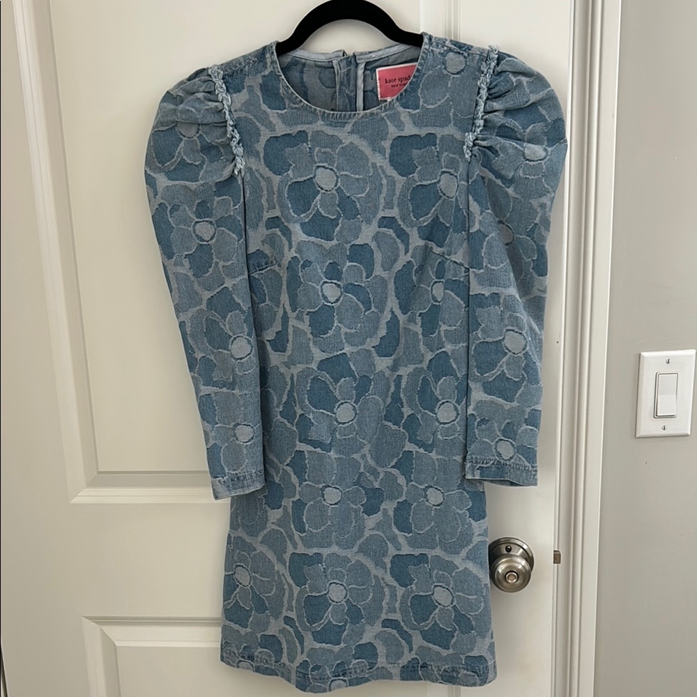 Kate Spade Blue Sheath Dress with Puff Sleeves
